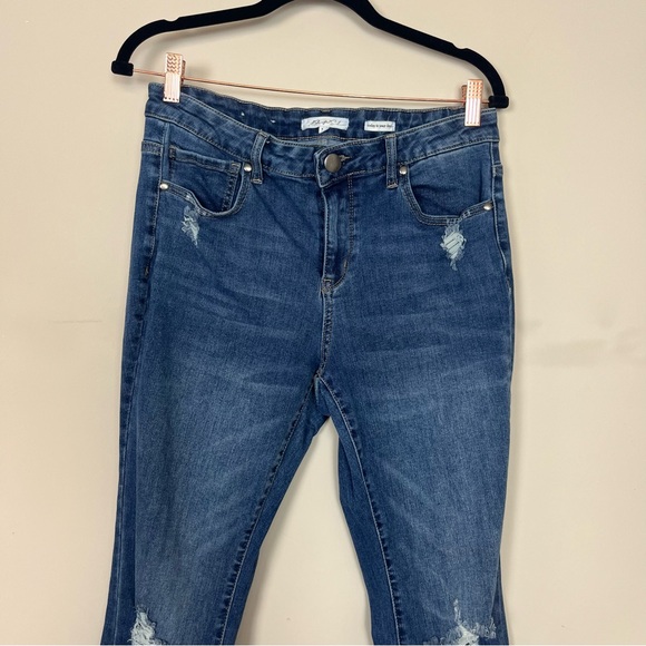 A BEAUTIFUL SOUL SKINNY FLARE RIPPED JEANS SIZE 12 DARK WASH - Picture 5 of 12